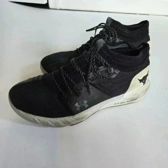 Under Armour Project Rock 2 black and white men's shoes size 9 - Picture 6 of 12